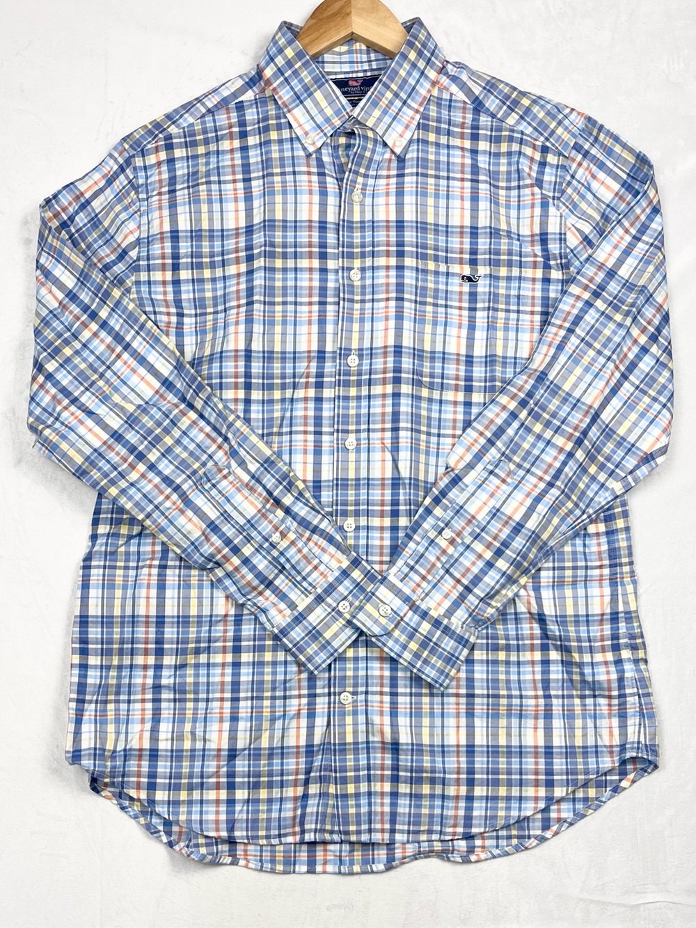 Vineyard Vines Slim Fit Tucker Shirt Plaid Button Down Cotton Shirt Size Large